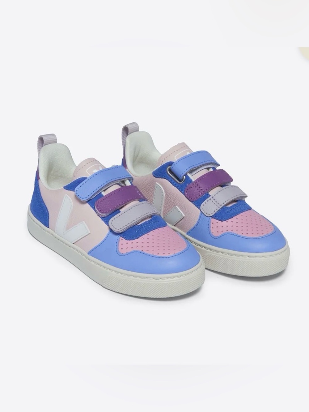 New in Box Veja Small V-10 Multicolor Petale White Leather Size 4